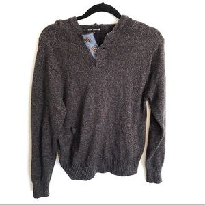 Ocean Current unisex knit gray/tan hooded sweater